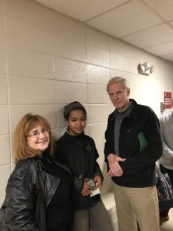 Waiting outside the polling place where Cassie voted for the first time. Voting