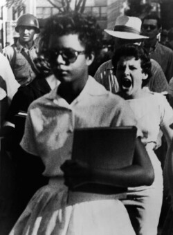 Elizabeth Eckford harassed at Little Rock Central High Elizabeth Eckford at Little Rock